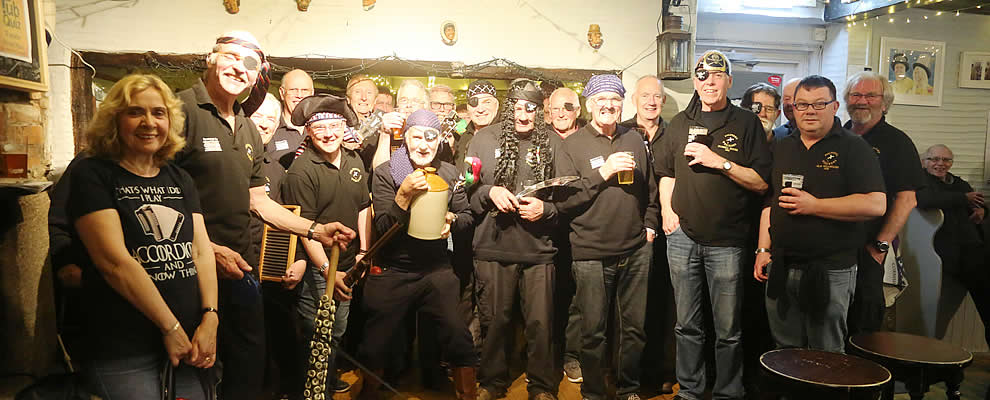 The Polperro Wreckers hamming it up in the Old Millhouse Inn