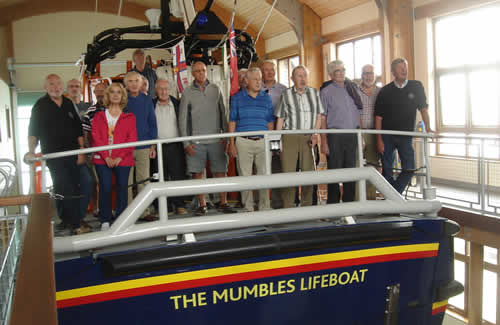 Polperro Fishermen's Choir singing on the Mumbles lifeboat in Swansea